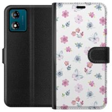 iSecrets - Plånboksfodral till Motorola Moto E13 med Blommor och fjärillar
