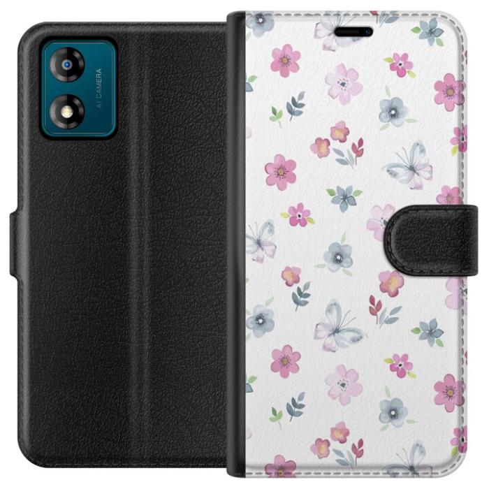 iSecrets - Plånboksfodral till Motorola Moto E13 med Blommor och fjärillar