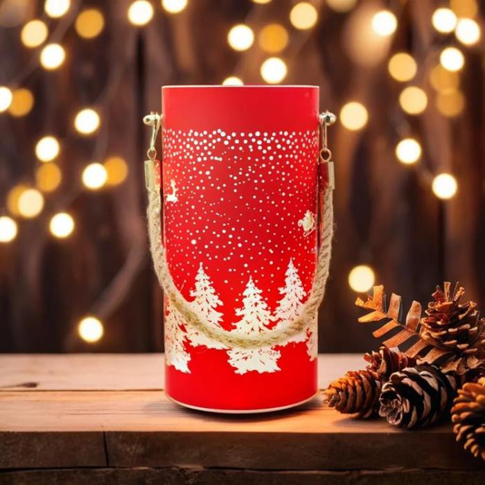Forever Light - Forever Light Christmas Glaslykta L FCL-10 - Röd Guld