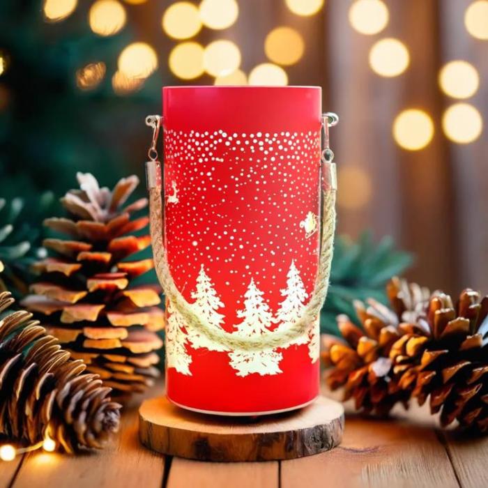 Forever Light - Forever Light Christmas Glaslykta L FCL-10 - Röd Guld