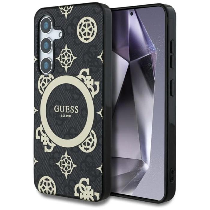 Guess - Guess Galaxy S25 Mobilskal MagSafe Guld Electroplated Peony - Svart