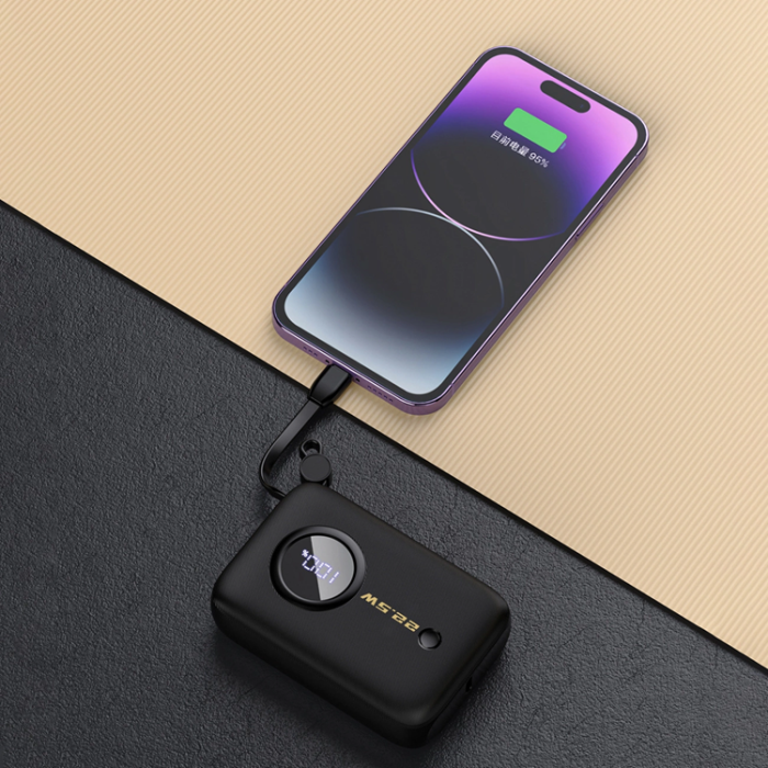 Dudao - Dudao Powerbank K14 10000mAh med USB-C /Lightning Kabel - Svart