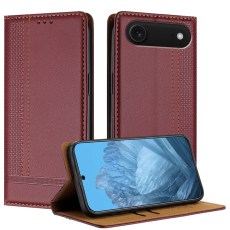 A-One Brand - iPhone 17 Air Plånboksfodral Kickstand Grid Pattern - Wine Röd