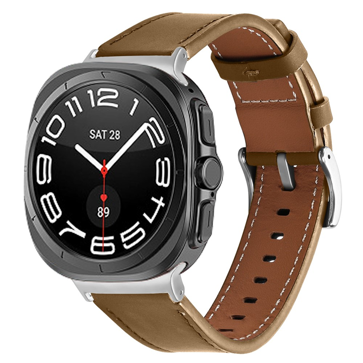 Galaxy Watch 8/8 Classic (40/44/46mm) Armband Genuine Cow Läder - Ljusbrun | 5123 | AlltMobil