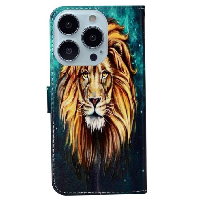 OEM - iPhone 14 Pro Max Plånboksfodral Embossed Pattern - Lion