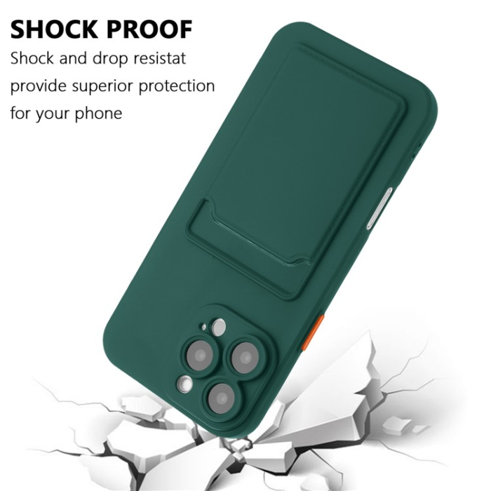 A-One Brand - iPhone 16 Pro Max Mobilskal Korthållare TPU - Midnattsgrön