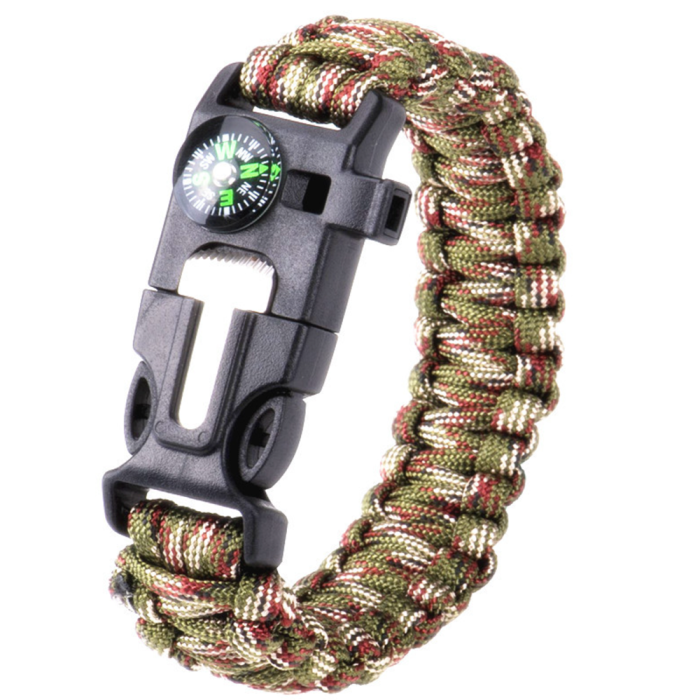 OEM - [2-PACK] Överlevnadsarmband Paracord l kompass, visselpipa, flintbrandstartare