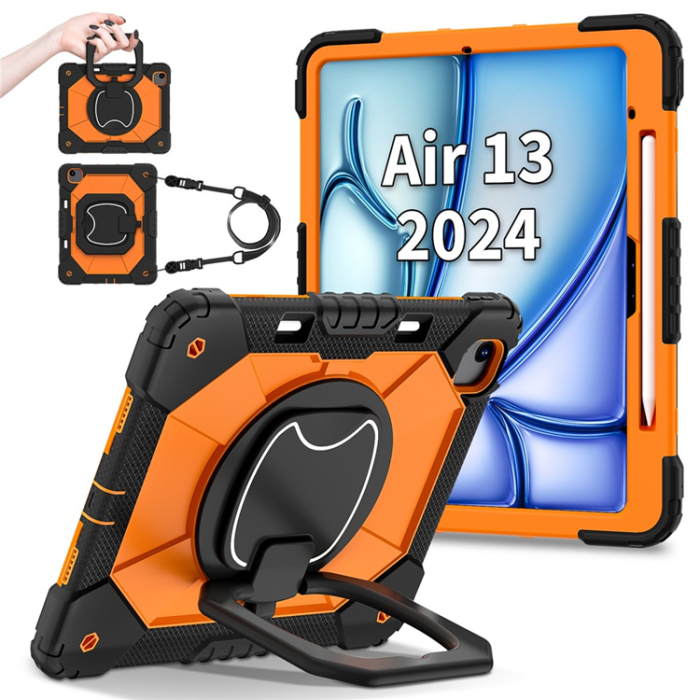 A-One Brand - iPad Air 13(2025/2024) Skal Kickstand - Svart/Orange