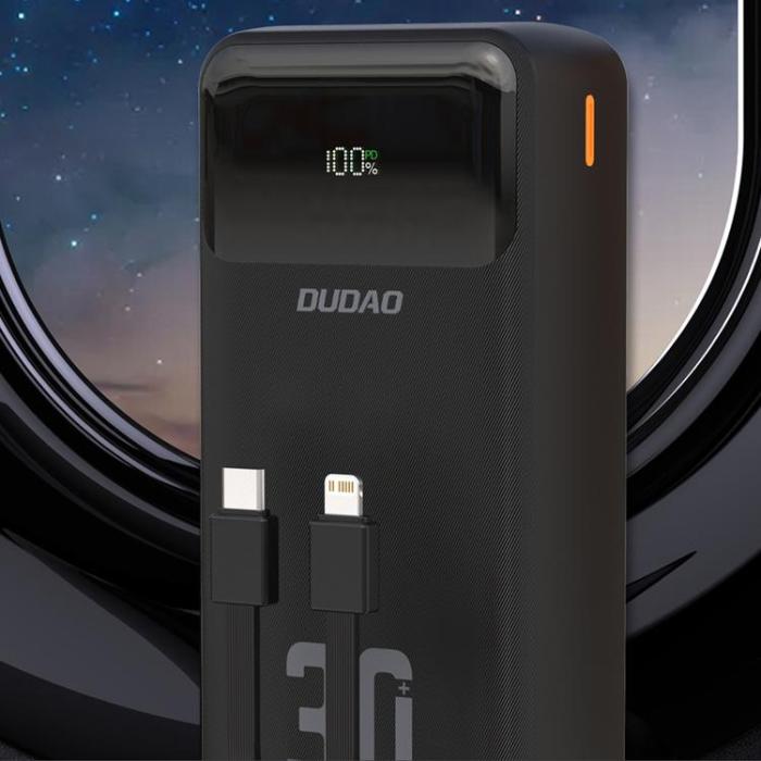 Dudao - Dudao Powerbank 30000mAh 22.5W PD med Kabel - Svart