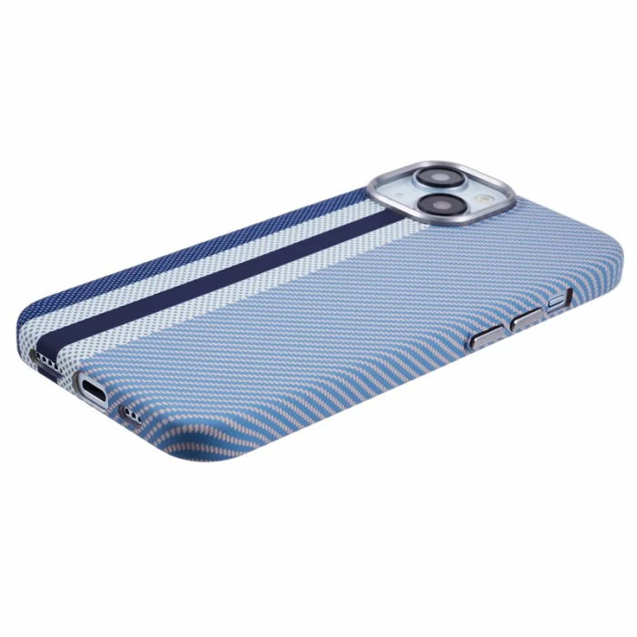 A-One Brand - iPhone 15 Mobilskal Magsafe Aramid Fiber - Blå