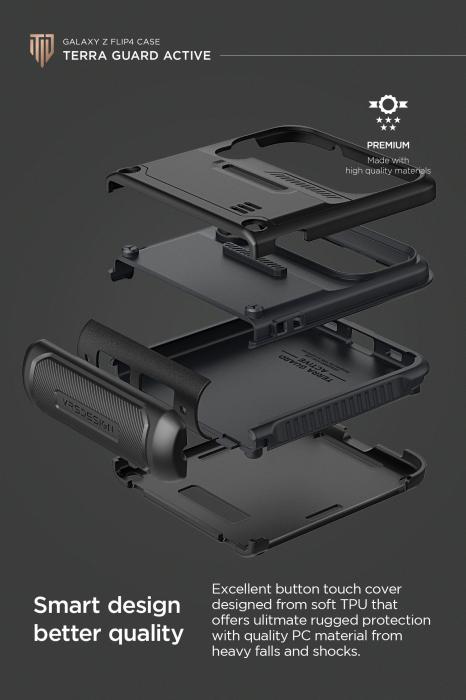 UTGATT1 - VRS DESIGN | Terra Guard Active Multi Clip Skal Galaxy Z Flip 4 - Metal Svart