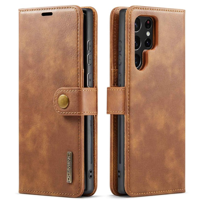 DG.MING - DG.MING Galaxy S23 Ultra Plånboksfodral 2in1 Äkta Läder - Brun