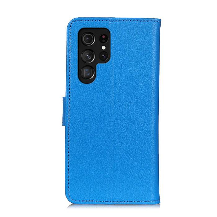 OEM - Samsung Galaxy S26 Ultra Fodral PU Läder Litchi Textur - Blå