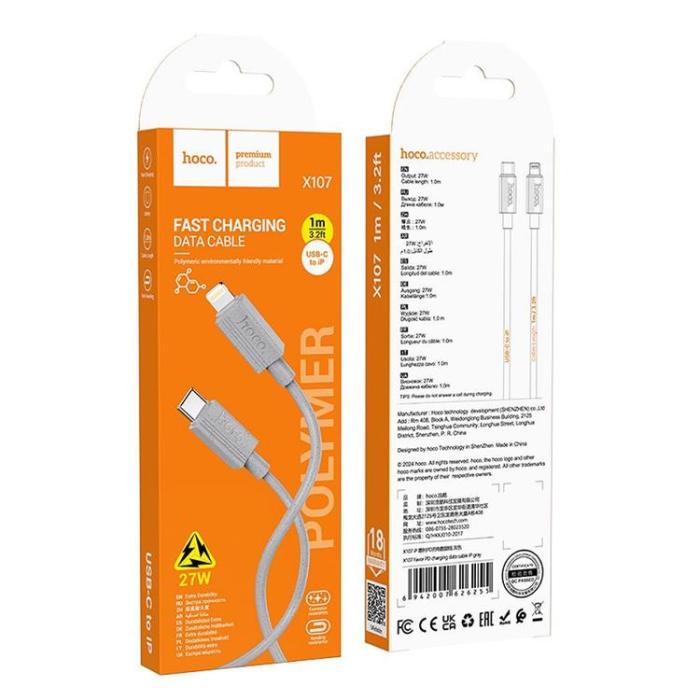 Hoco - Hoco USB-C Till Lightning 1m Kabel 27W X107 - Grå