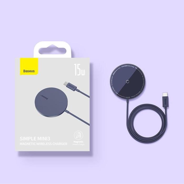 BASEUS - Baseus MagSafe Trådlös Laddare Simple Mini3 - Blå