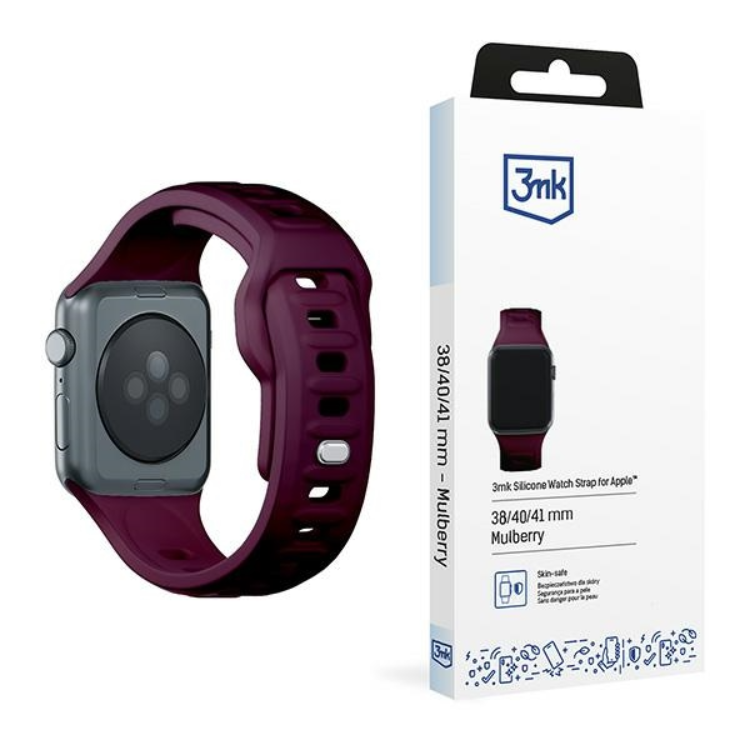 3mk Apple Watch (38/40/41mm) Armband Silikon - Mörklila | 5123 | AlltMobil