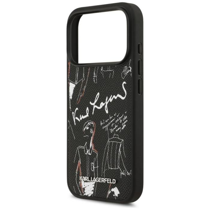 KARL LAGERFELD - Karl Lagerfeld iPhone 17 Pro Mobilskal MagSafe Grained Pattern & Logo - Svart