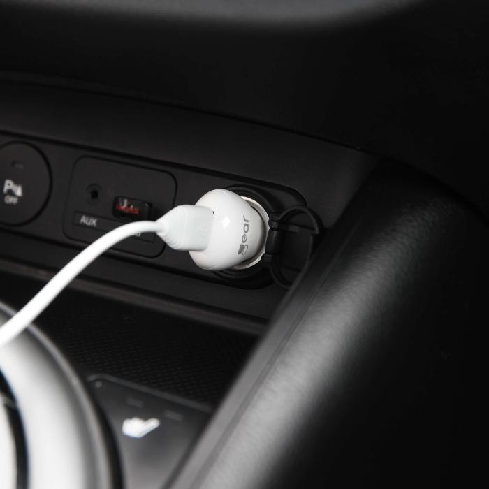 GEAR - GEAR Laddare 12-24V 1xUSB 1A Vit MicroUSB Kabel Rund 1m