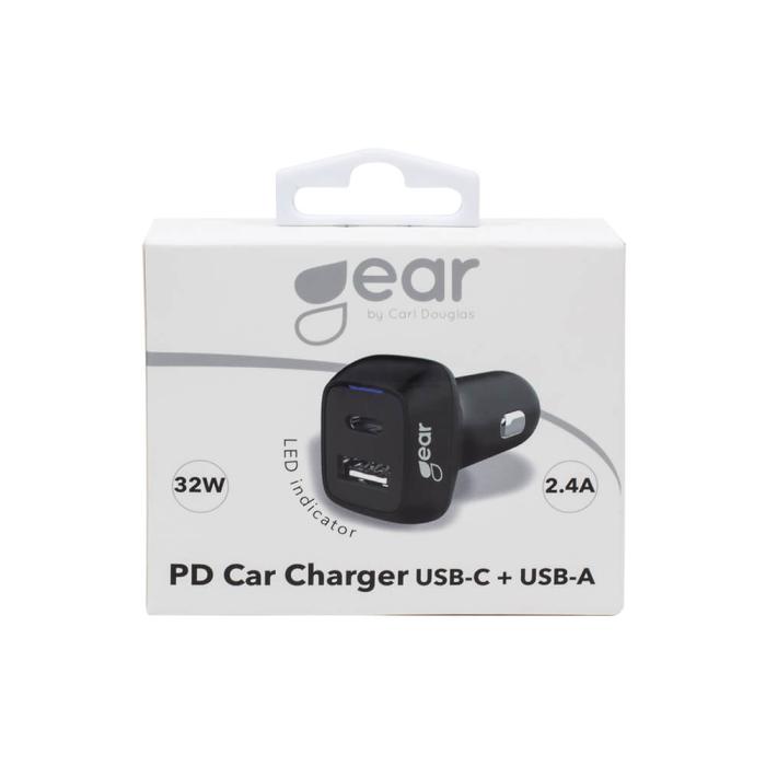 GEAR - GEAR - Laddare 12/24V 1xUSB-C Plus 1xUSB-A PD 20-30W + 2,4A Svart