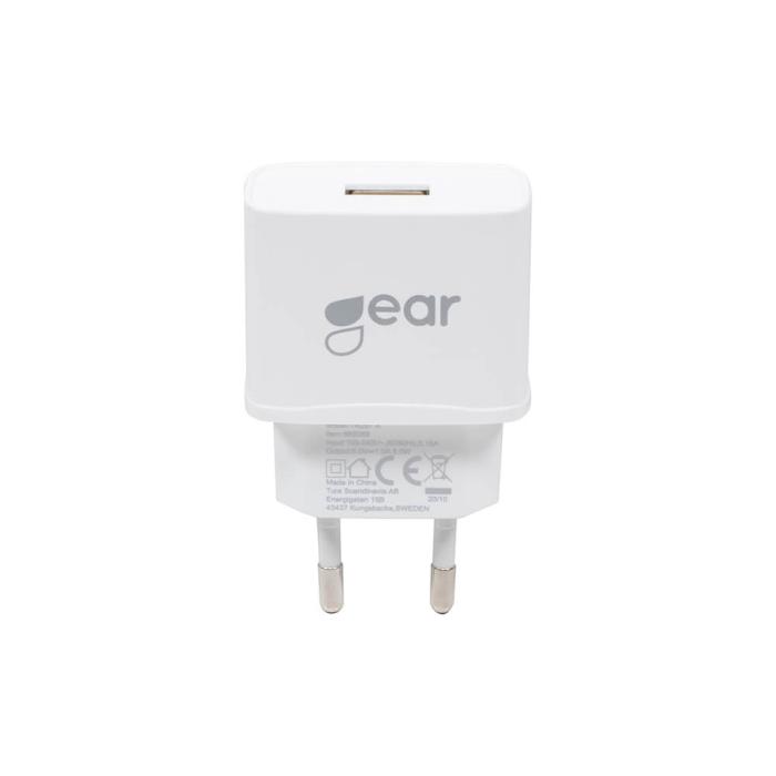 UTGATT - GEAR - Laddare 220V 1xUSB 1A - Vit