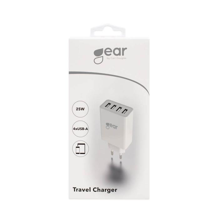 GEAR - GEAR - Laddare 220V 4xUSB-A 5A/25W - Vit