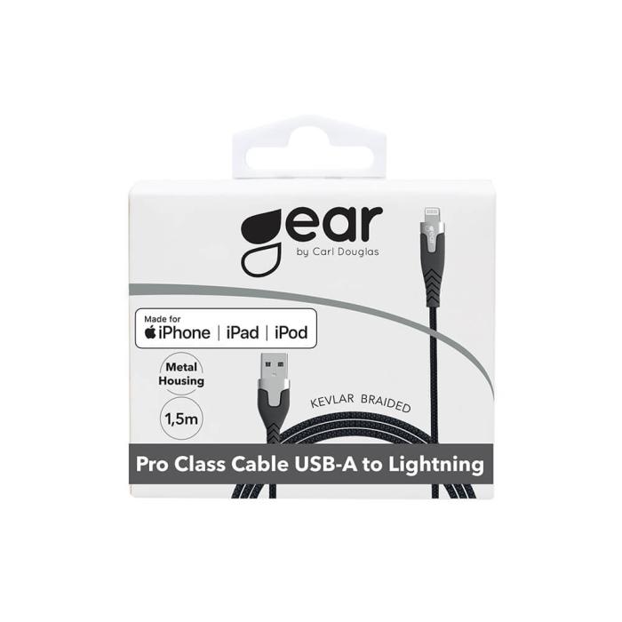 GEAR - GEAR LaddPRO USB-A till Lightning kabel C89 1.5m Svart