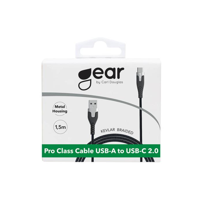 GEAR - GEAR LaddPRO USB-C till USB-A kabel 2.0 1.5m Svart