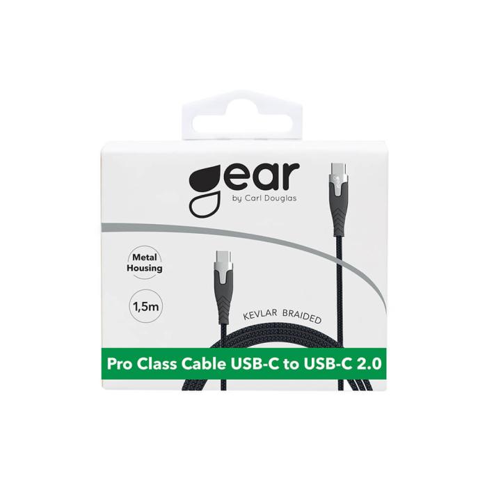 GEAR - GEAR PRO USB-C till USB-C kabel 2.0 1.5m Svart