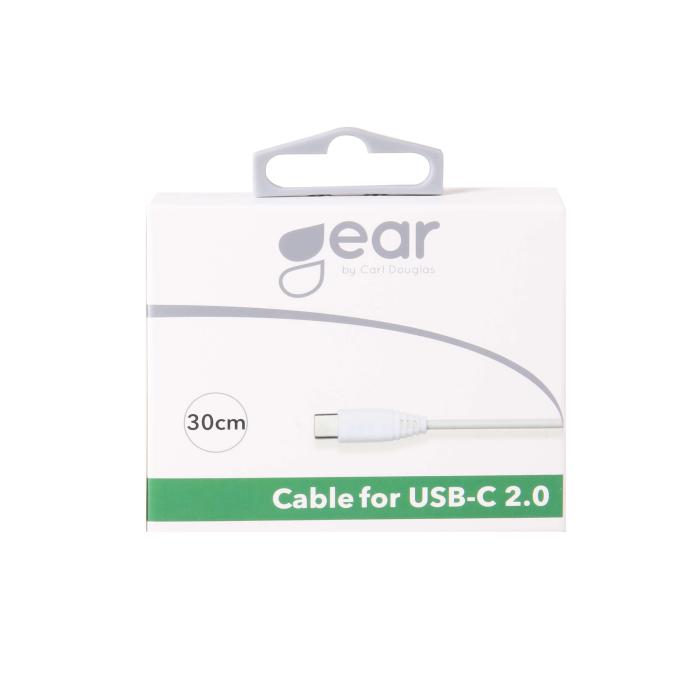 GEAR - GEAR Laddkabel USB-C till USB-A kabel 2.0 0.3m Vit Rund