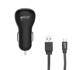 GEAR - GEAR Laddare 12-24V 1xUSB 1A Svart MicroUSB Kabel platt 1m
