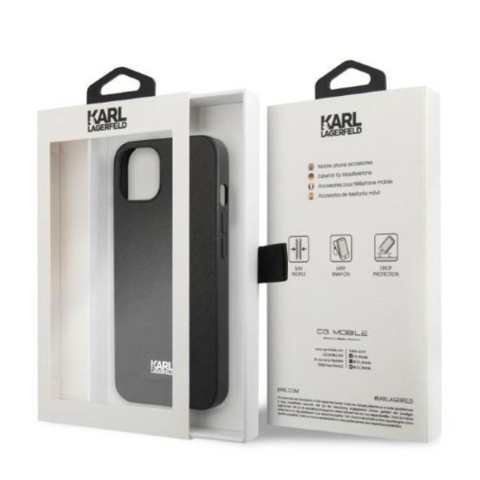 KARL LAGERFELD - Karl Lagerfeld iPhone 13 mini Skal Saffiano Plaque - Svart