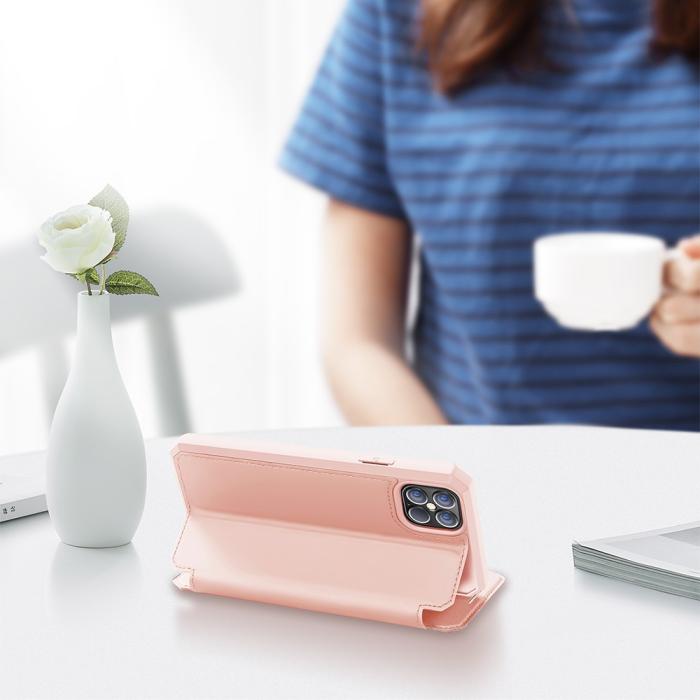 Dux Ducis - Dux Ducis Auto-absorbed Läder Plånboksfodral iPhone 12 Pro Max - Rose Gold