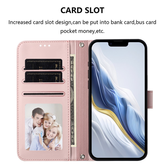 A-One Brand - iPhone 16e Plånboksfodral Läder med Handledsrem - Rosa