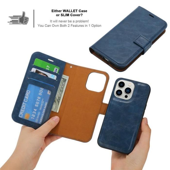 OEM - iPhone 15 Plus Plånboksfodral 2-in-1 Detachable - Blå