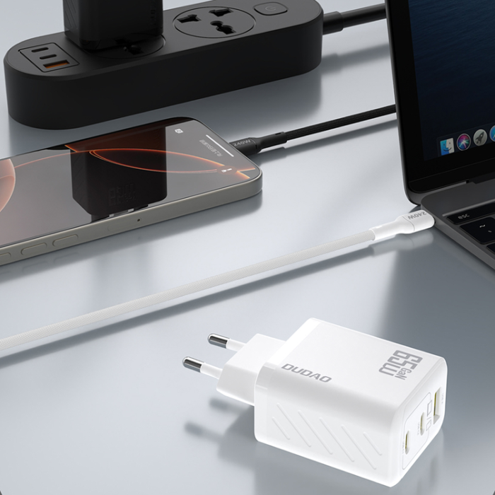 Dudao - Dudao Snabbladdare USB-A/2x USB-C 65W med USB-C Kabel