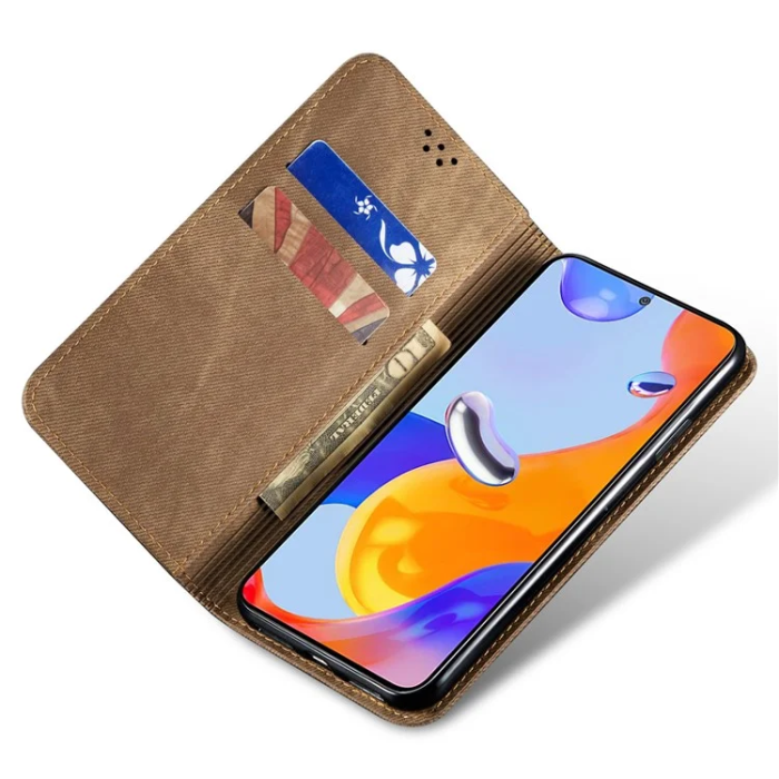 A-One Brand - Xiaomi 15 Ultra Plånboksfodral Jeans Cloth Texture - Khaki