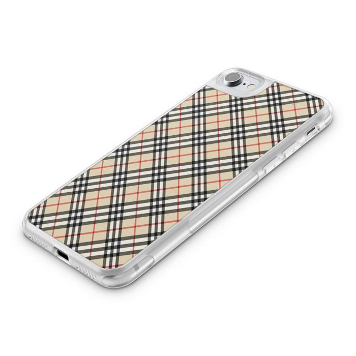 UTGATT5 - Fashion mobilskal till Apple iPhone 8 Plus - Rutig diagonal - Beige