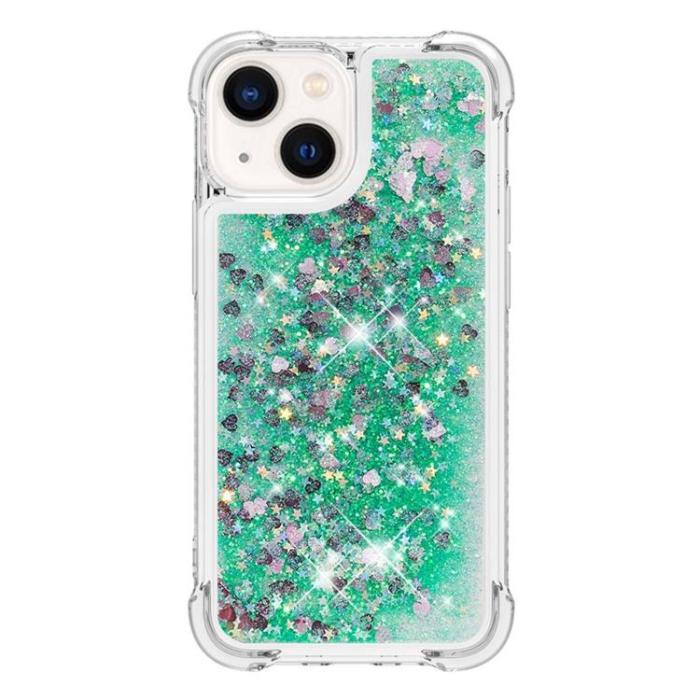OEM - iPhone 14 Plus Skal Liquid Floating Glitter - Grön