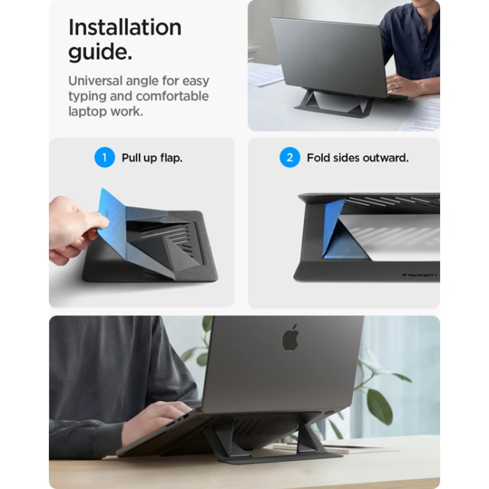 Spigen - Spigen Laptopstativ Slimfold LD201-S6 - Rymdgrå