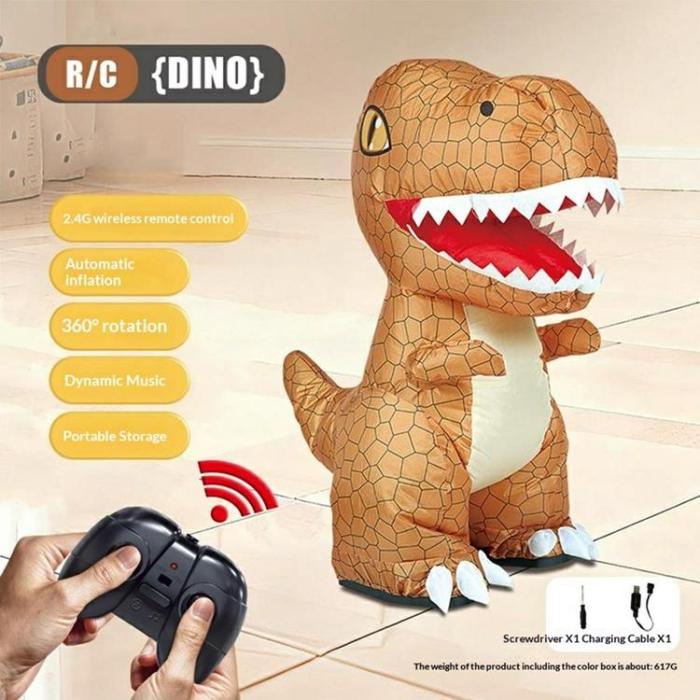 OEM - Uppblåsbar Dinosaurie 2.4G Fjärrstyrd Tyrannosaurus Rex Barnleksak - Brun