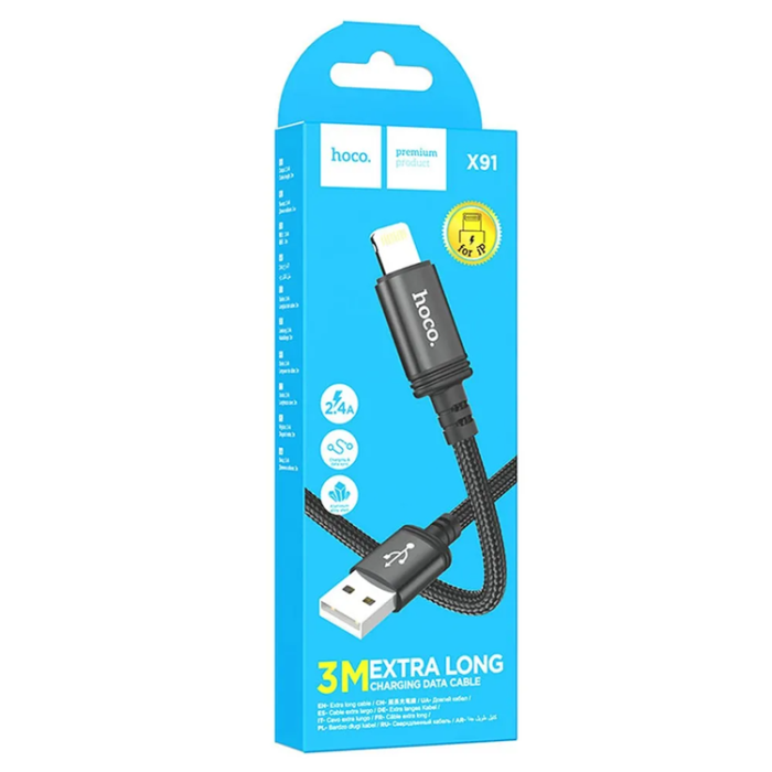 Hoco - HOCO USB-A till Lightning Kabel 2,4A X91 3 m black