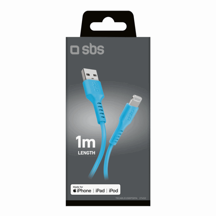 SBS - SBS USB-A - Lightning Kabel 1m - Blå