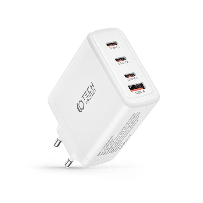 Tech-Protect - Tech-Protect 4-Port Väggladdare 3x USB-C/1x USB-A PD100W - Vit