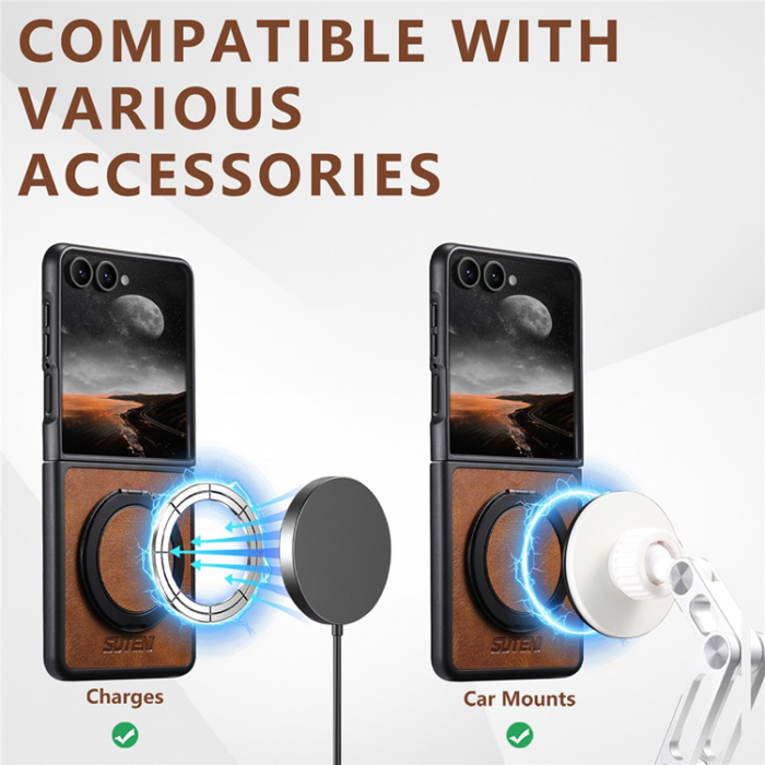 SUTENI - SUTENI Galaxy Z Flip 7 Mobilskal MagSafe G3 Waxy - Brun