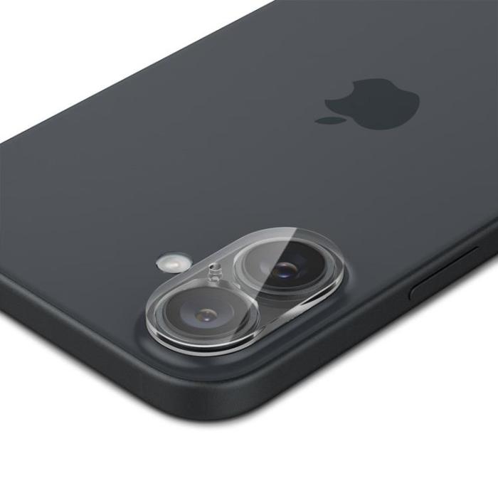 Spigen - [2-Pack] Spigen iPhone 16/16 Plus Kameralinsskydd Härdat glas Optik Pro - Clear