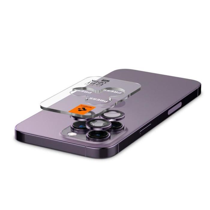 UTGATT - [2-Pack] Spigen iPhone 14 Pro/14 Pro Max Kameralinsskydd i Härdat Glas - Lila