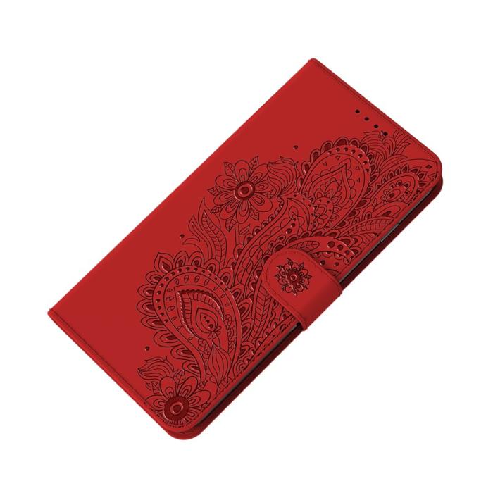 OEM - Blommor iPhone 13 Pro Plånboksfodral - Röd