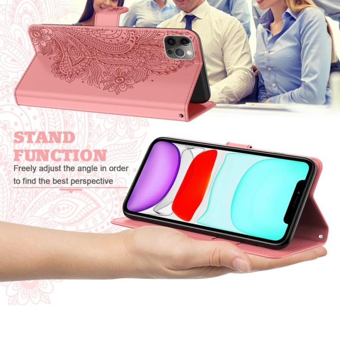 A-One Brand - Blommor iPhone 13 Pro Plånboksfodral - Rosa
