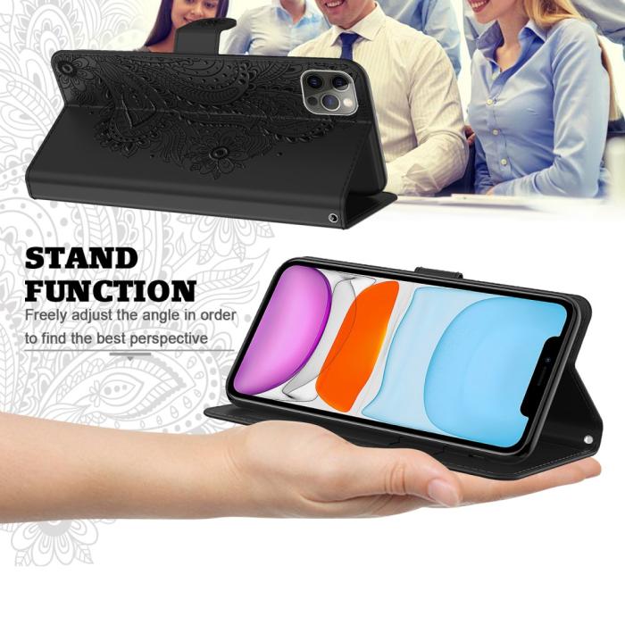 OEM - Blommor iPhone 13 Pro Plånboksfodral - Lila