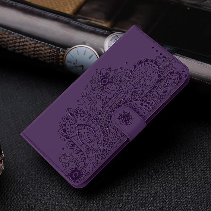 OEM - Blommor iPhone 13 Pro Plånboksfodral - Lila